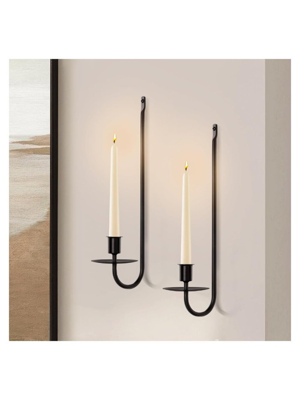 Metal Wall Candle Sconce Holder Set of 2 Taper & Pillar Candle Holder